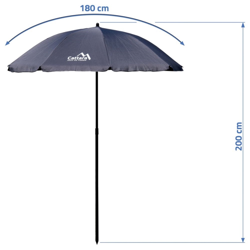 Folding tilting parasol diameter 1,8 m grijs