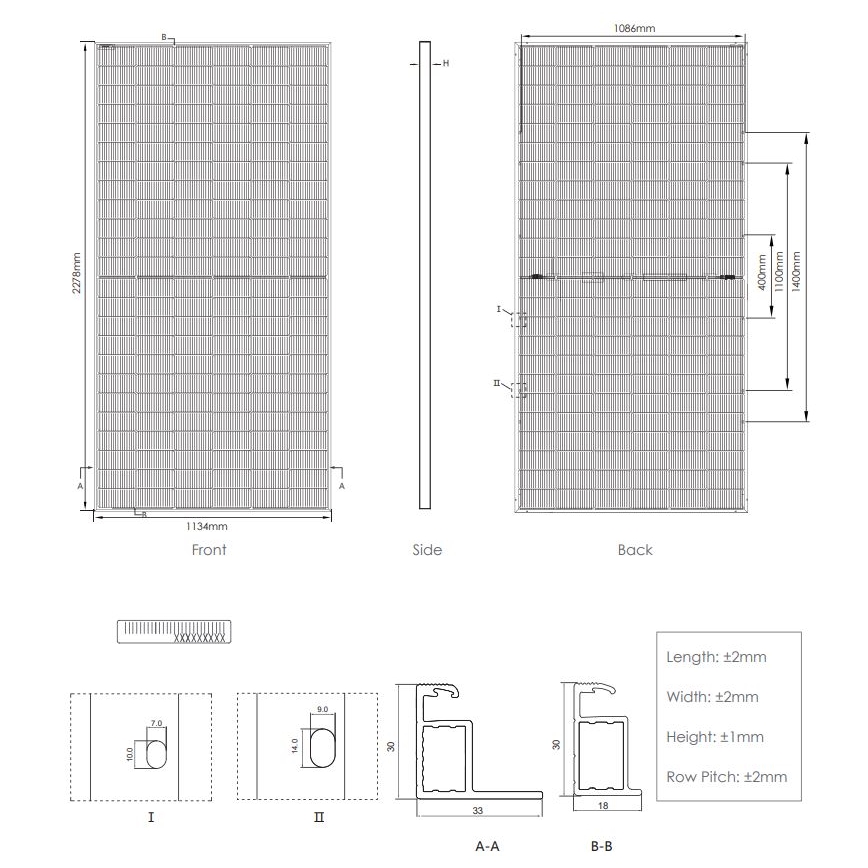 Fotovoltaïsch zonnepaneel JINKO 570Wp IP68 tweezijdig