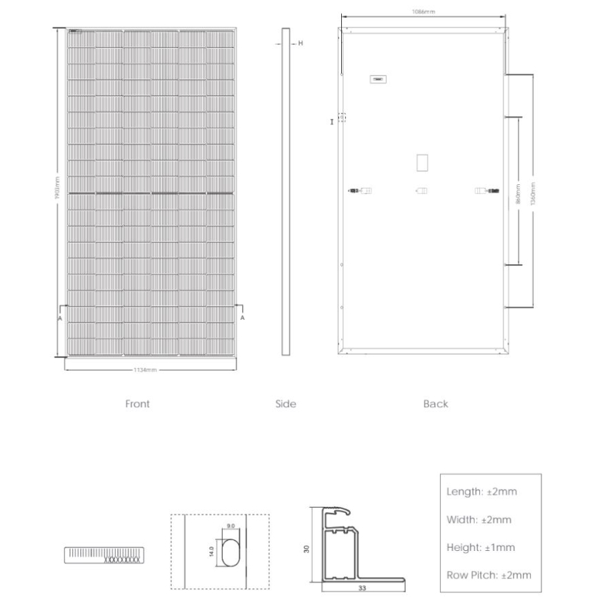 Fotovoltaïsch zonnepaneel JINKO N-type 480Wp zwart Frame IP68 Half Cut