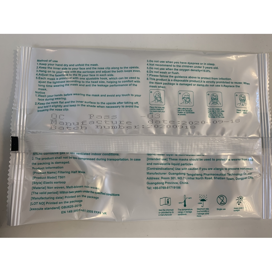 G & W ™ GDGP3 masker FFP3 NR CE 2163 - 100 stuks