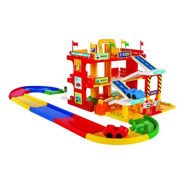 Garage pour voitures-jouets + circuit de course WADER 59x40 cm