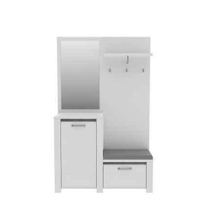 Garderobewand met spiegel HIRO wit/grijs
