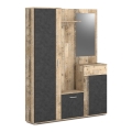 Garderobewand met spiegel NOLAN bruin/grafiet