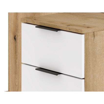 Garderobewand met spiegel SVEN, bruin/wit