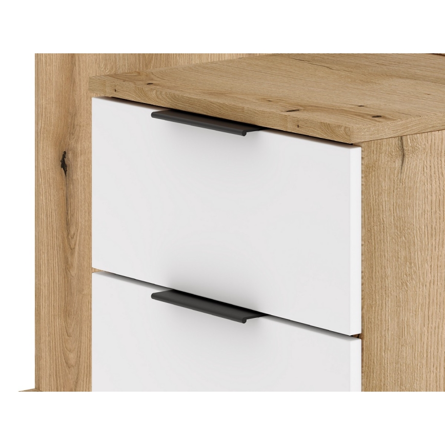 Garderobewand met spiegel SVEN, bruin/wit