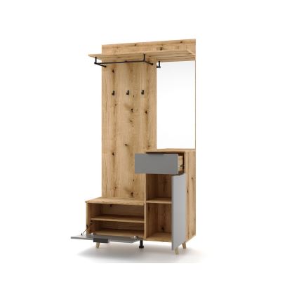 Garderobewand SVEN met spiegel, bruin/grafiet