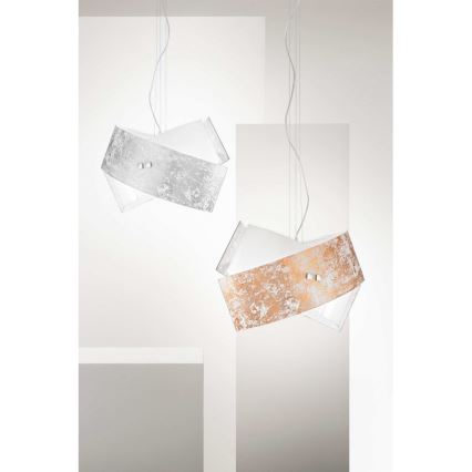 Gea Luce CAMILLA S G arg - Hanglamp aan een koord CAMILLA 2xE27/70W/230V zilver