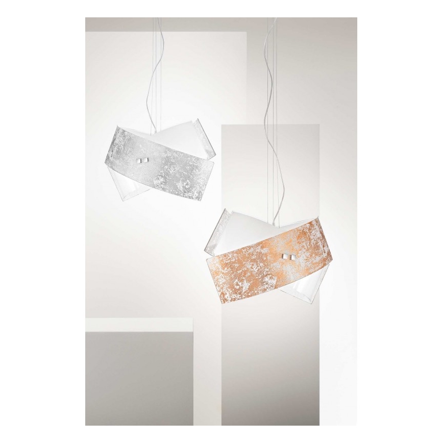 Gea Luce CAMILLA S G arg - Hanglamp aan een koord CAMILLA 2xE27/70W/230V zilver