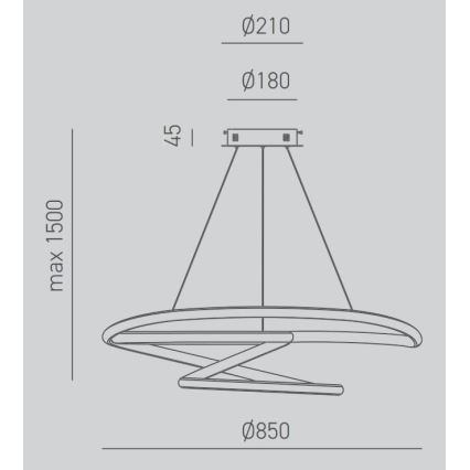 Gea Luce DIVA S/S TITANIO -  Dimbare LED hanglamp aan een koord DIVA LED/80W/230V grijs