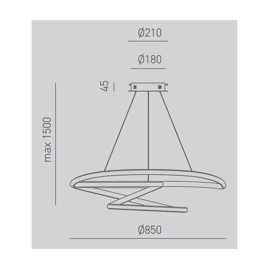 Gea Luce DIVA S/S TITANIO -  Dimbare LED hanglamp aan een koord DIVA LED/80W/230V grijs