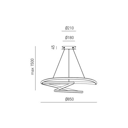 Gea Luce DIVA S/S TITANIO -  Dimbare LED hanglamp aan een koord DIVA LED/80W/230V grijs