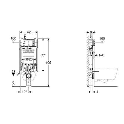 Geberit 110.791.00.1 - Module encastré pour WC suspendu Kombifix 109 cm