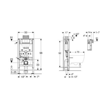 Geberit 111.030.00.2 - Module encastré pour WC suspendu Duofix 98 cm