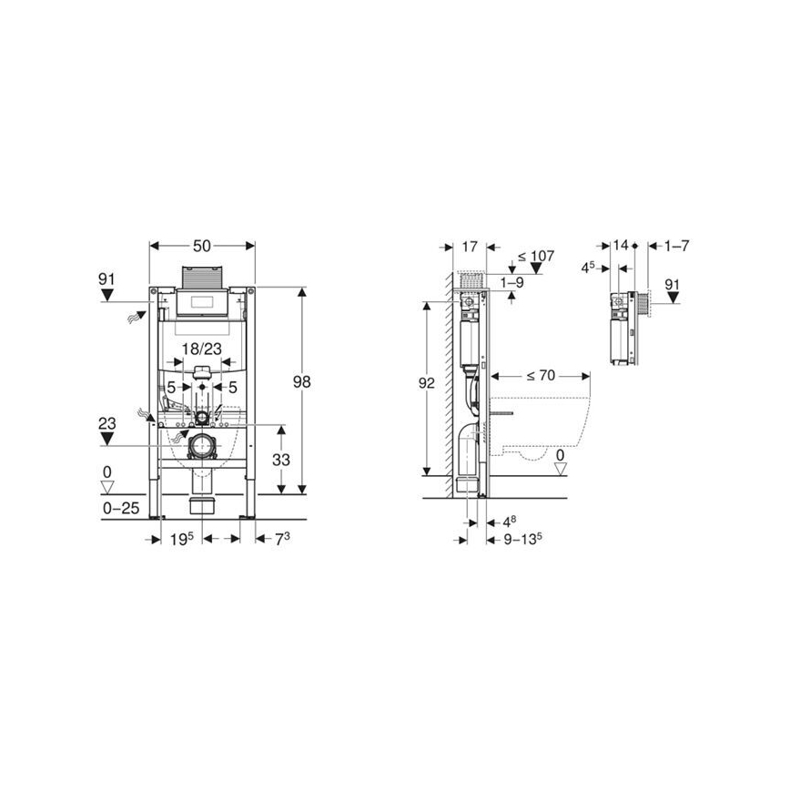 Geberit 111.030.00.2 - Module encastré pour WC suspendu Duofix 98 cm