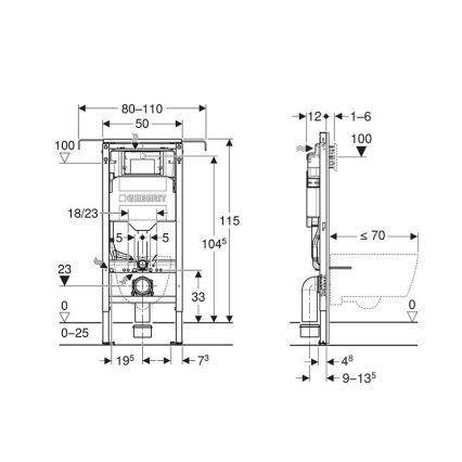 Geberit 111.355.00.6 - Inbouwelement voor hangend toilet Duofix 115 cm