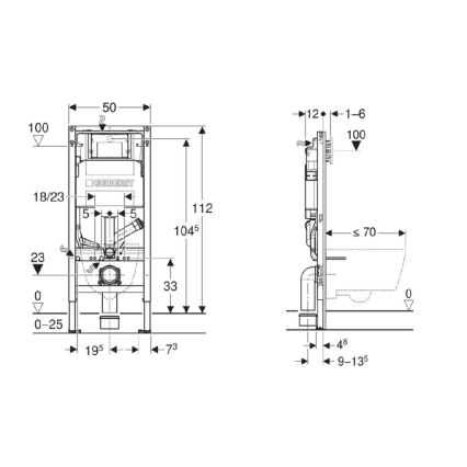 Geberit 111.364.00.6 - Inbouwmodule voor hangend toilet Duofix 112 cm