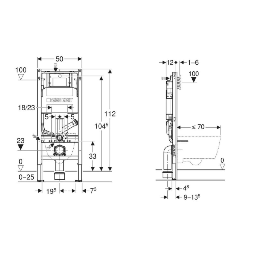 Geberit 111.364.00.6 - Inbouwmodule voor hangend toilet Duofix 112 cm