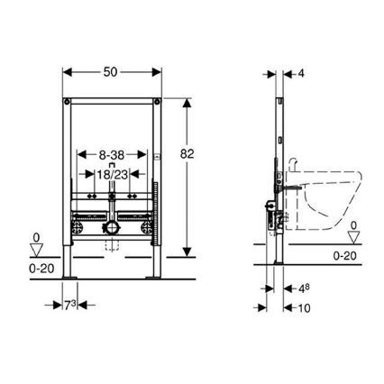 Geberit 111.515.00.1 - Duofix inbouwmodule voor bidet, 82 cm