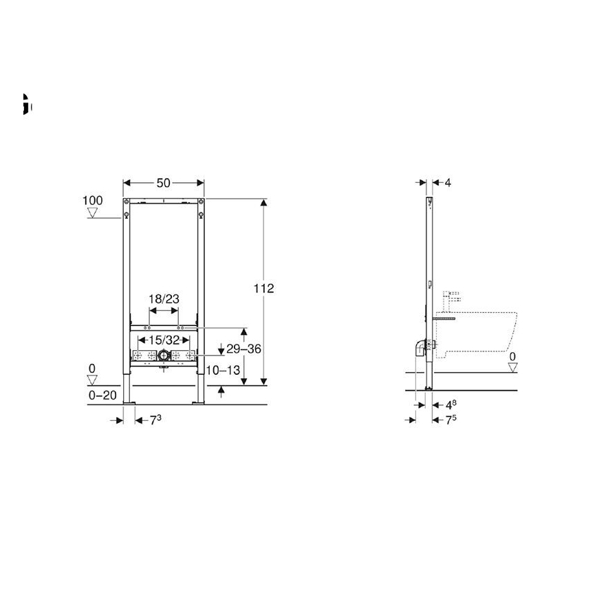 Geberit 111.534.00.2 - Module encastré Duofix pour bidet, 112 cm