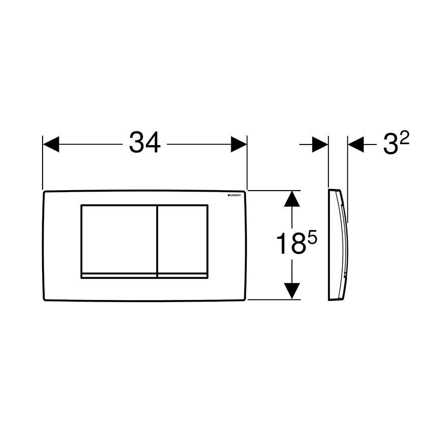 Geberit 115.899.KH.1 - Bedieningsplaat Twinline30 34x18,5 cm glanzend chroom/mat chroom