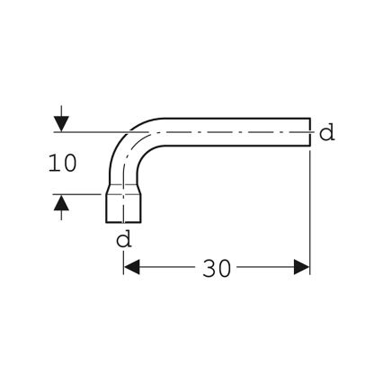 Geberit 118.011.11.1 - Verlengde spoelbocht 90° alpenwit