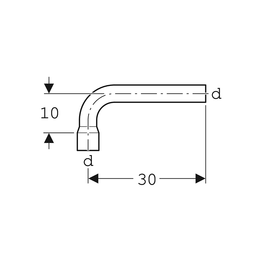 Geberit 118.011.11.1 - Verlengde spoelbocht 90° alpenwit