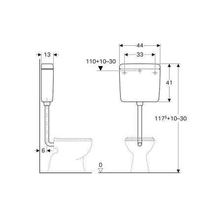 Geberit 127.005.11.1 - Inbouwreservoir AP127, 6/9 l, alpine wit