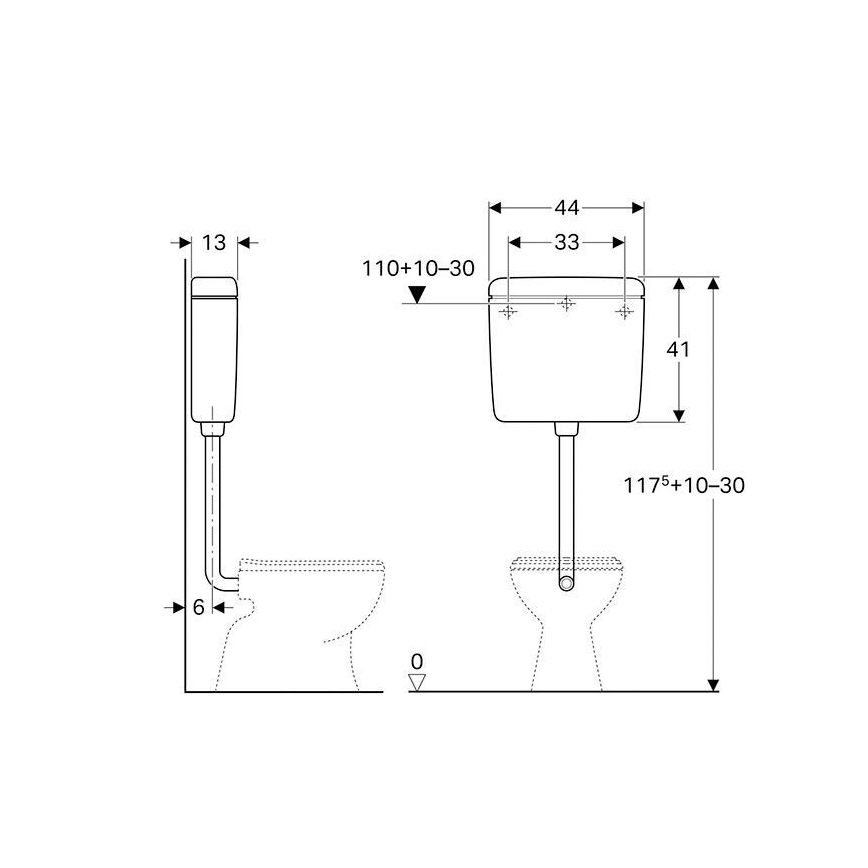 Geberit 127.005.11.1 - Inbouwreservoir AP127, 6/9 l, alpine wit