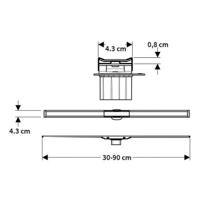 Geberit 154.451.KS.1 - Caniveau d'évacuation CleanLine 130x4,3 cm en acier inoxydable