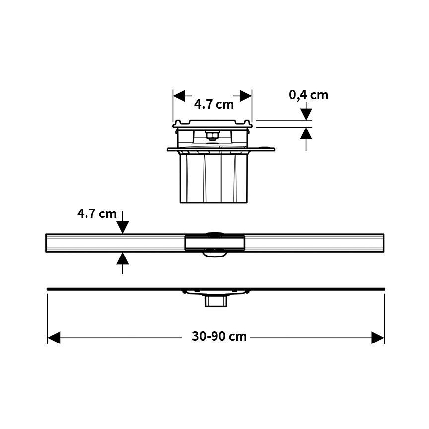 Geberit 154.458.00.1 - Afvoergoot CleanLine 90x4,7 cm roestvrij staal