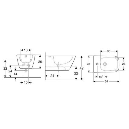 Geberit 500.209.01.1 - Hangend bidet Smyle Square keramiek/wit