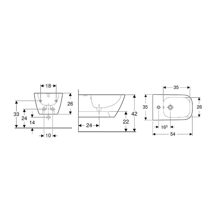Geberit 500.209.01.1 - Hangend bidet Smyle Square keramiek/wit