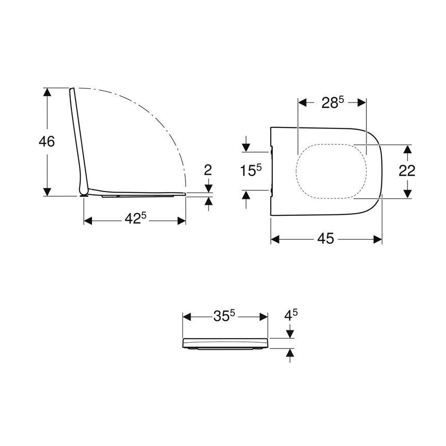 Geberit 500.238.01.1 - Toiletzitting Smyle Square duroplast/wit