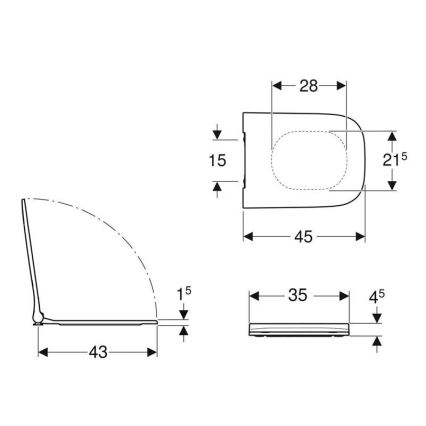 Geberit 500.239.01.1 - Abattant WC Smyle Square en Duroplast blanc
