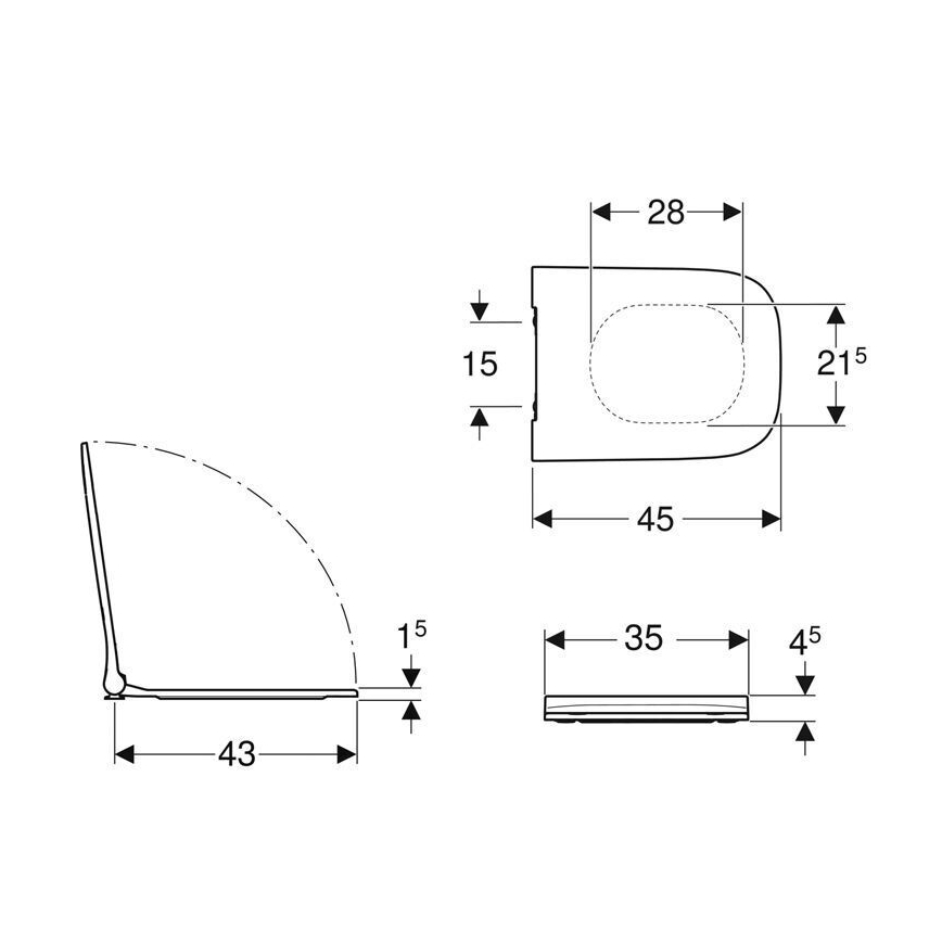 Geberit 500.240.01.1 - Abattant WC SoftClose Smyle Square en duroplast, blanc