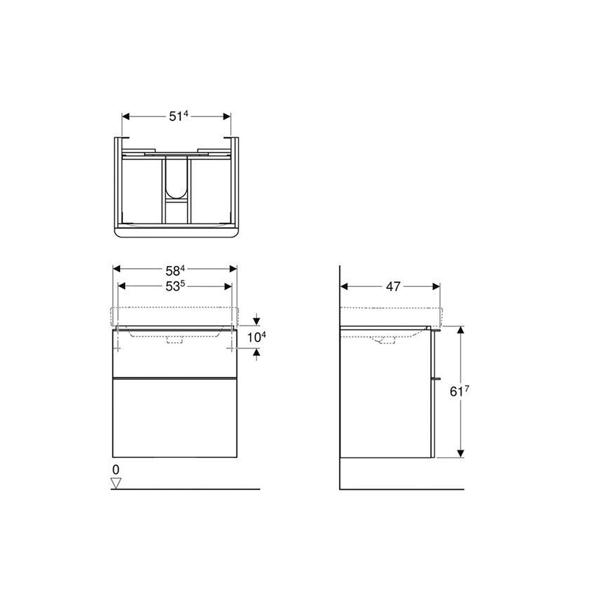 Geberit 500.352.00.1 - Wastafelonderkast Smyle Square 59x62x47 cm wit