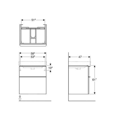 Geberit 500.352.JR.1 - Meuble sous-vasque Smyle Square 61,7 x 58,4 cm, noyer