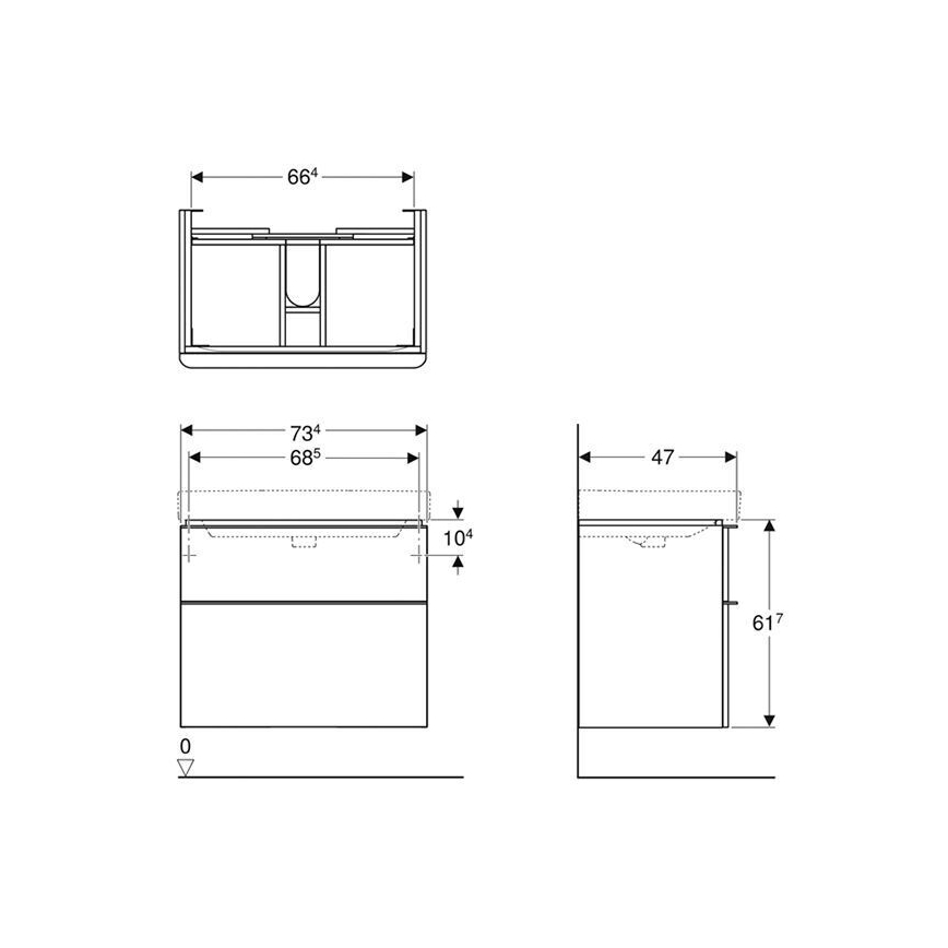 Geberit 500.353.00.1 - Meuble sous-lavabo Smyle Square 61,7 x 73,4 cm blanc