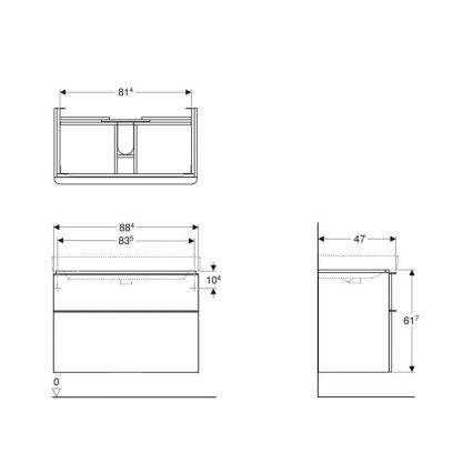 Geberit 500.354.00.1 - Meuble sous-vasque Smyle Square 61,7x88,4 cm blanc
