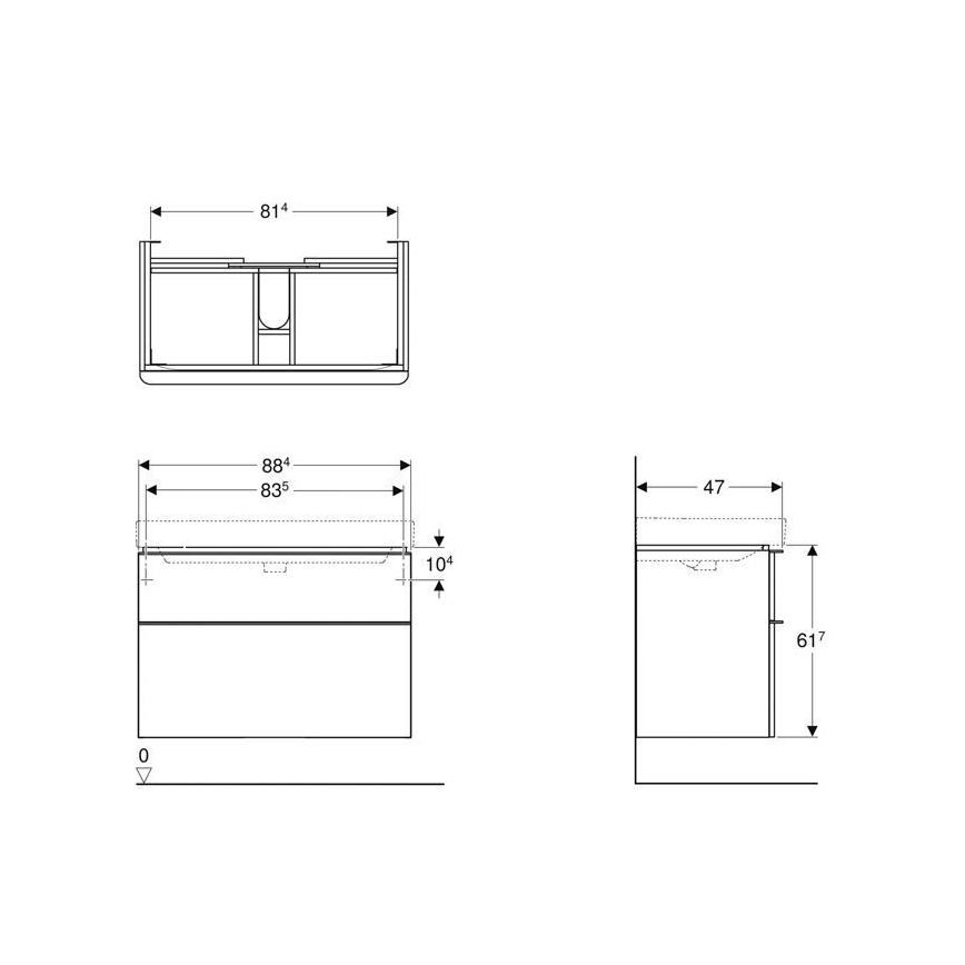 Geberit 500.354.00.1 - Meuble sous-vasque Smyle Square 61,7x88,4 cm blanc