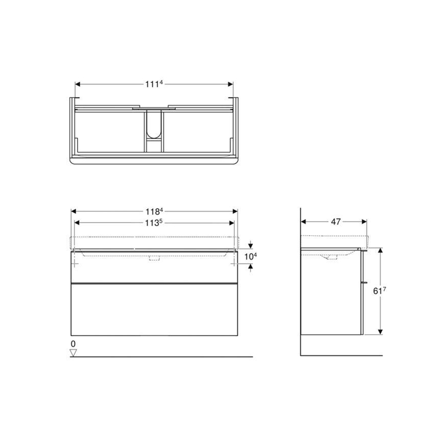 Geberit 500.355.JR.1 - Meuble sous-vasque Smyle Square 61,7x118,4 cm noyer