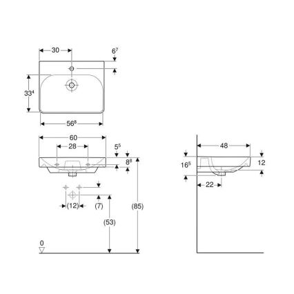 Geberit 501.732.00.1 - Lavabo suspendu Smyle Square 60x48 cm céramique/blanc