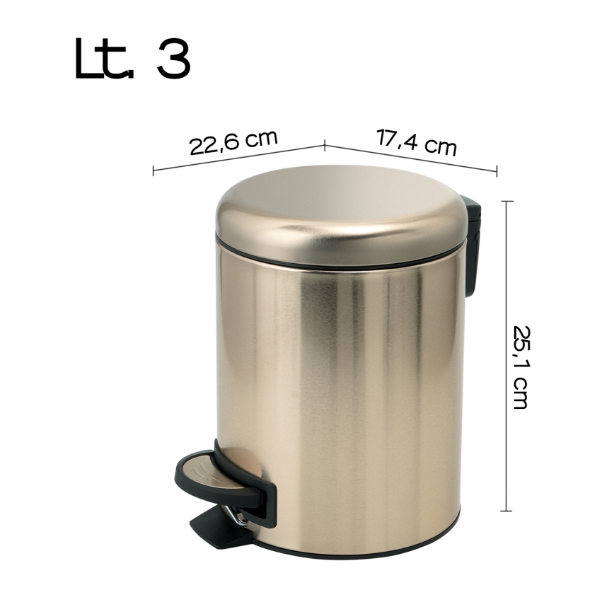 Gedy - Afvalemmer POTTY 3 l Soft Close mat goud