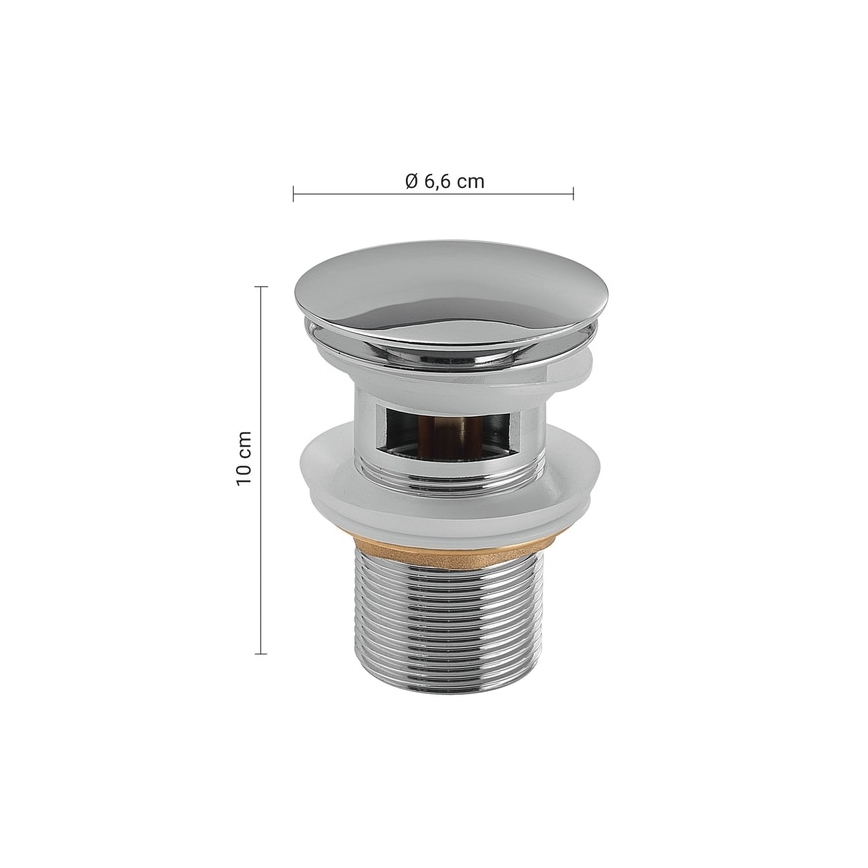 Gedy - Bonde de lavabo à clapet CLICK-CLACK Ø 6,6 cm finition chrome brillant
