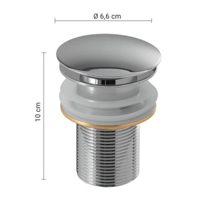 Gedy - Bonde de lavabo CLICK-CLACK Ø 6,6 cm, chrome brillant