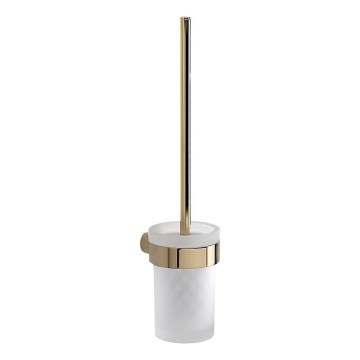 Gedy - Brosse WC murale PIRENEI en verre dépoli, finition dorée