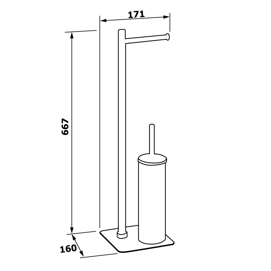 Gedy - Brosse WC sur pied avec porte-rouleau FLORI, chrome brillant