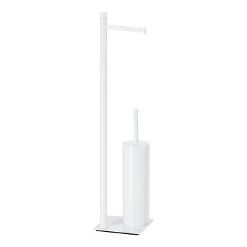 Gedy - Brosse WC sur pied avec porte-rouleau TRILLY blanc mat