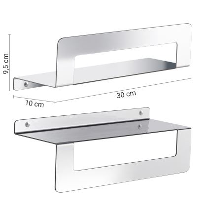 Gedy - Étagère avec porte-serviettes CLEO 30 cm, acier inoxydable brillant