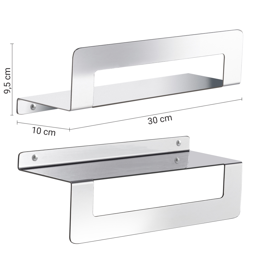 Gedy - Étagère avec porte-serviettes CLEO 30 cm, acier inoxydable brillant